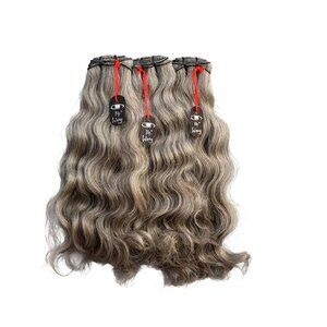 14” Wavy Salt & Pepper/Natural Gray 3 bundles